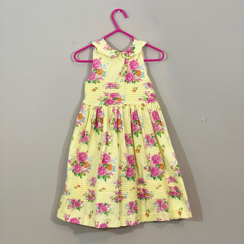 Laura Ashley Yellow Dress With Pink Flowers